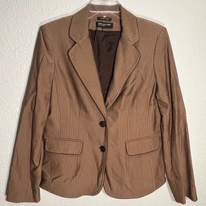 JONES NEW YORK Collection Stretch Tan Herringbone Tweed Pleated Blazer Size 10